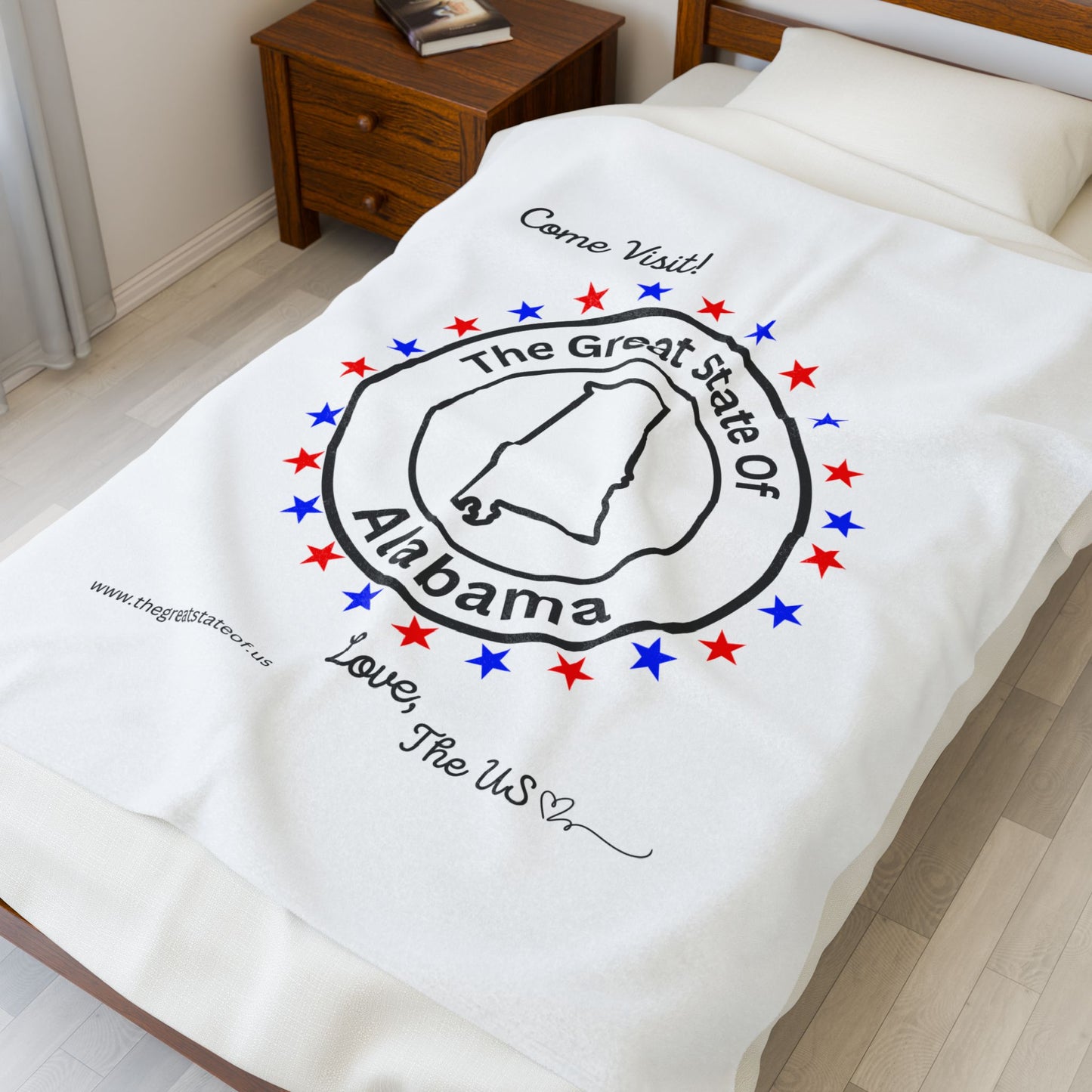 Alabama - State Love Velveteen Plush Blanket