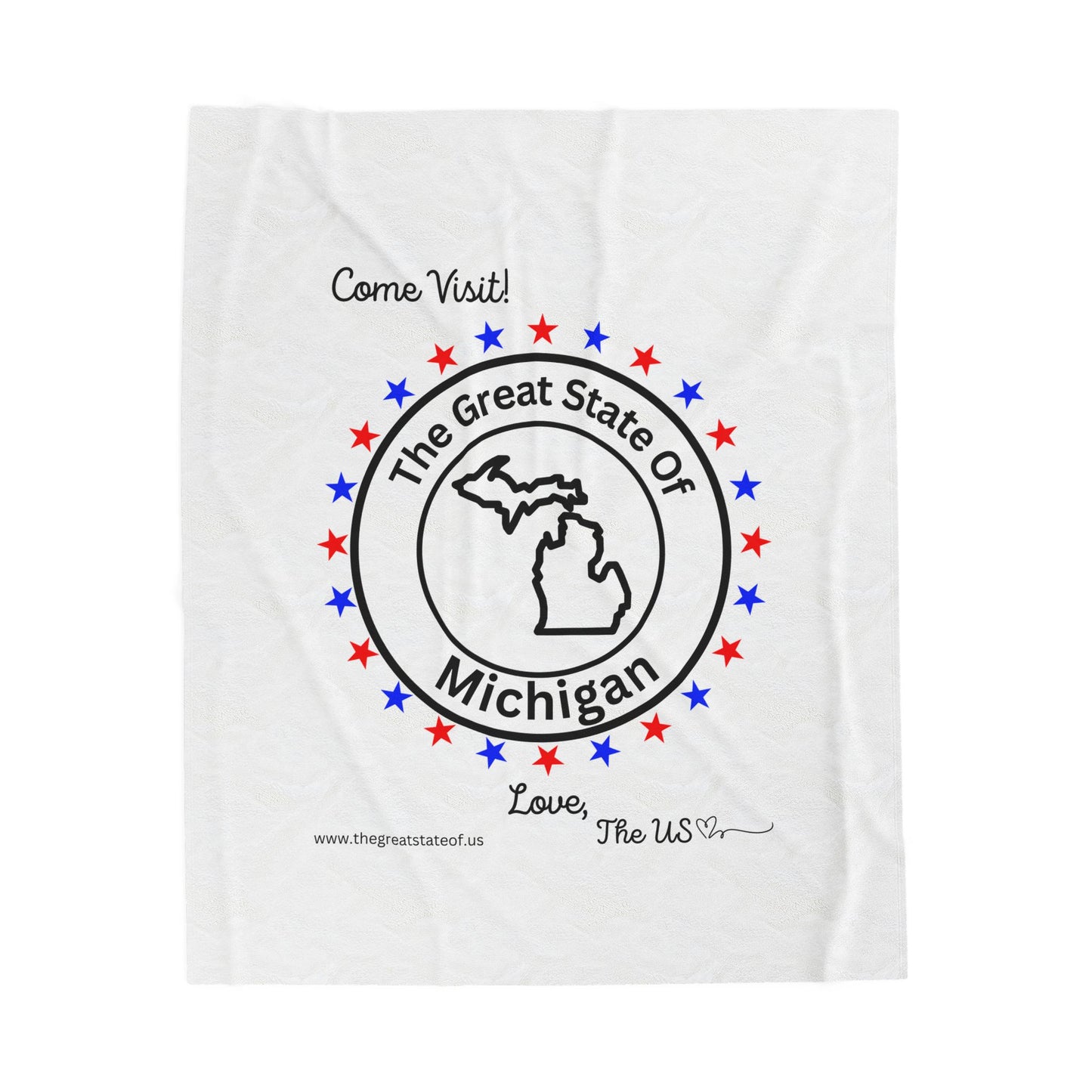 Michigan - State Love Velveteen Plush Blanket