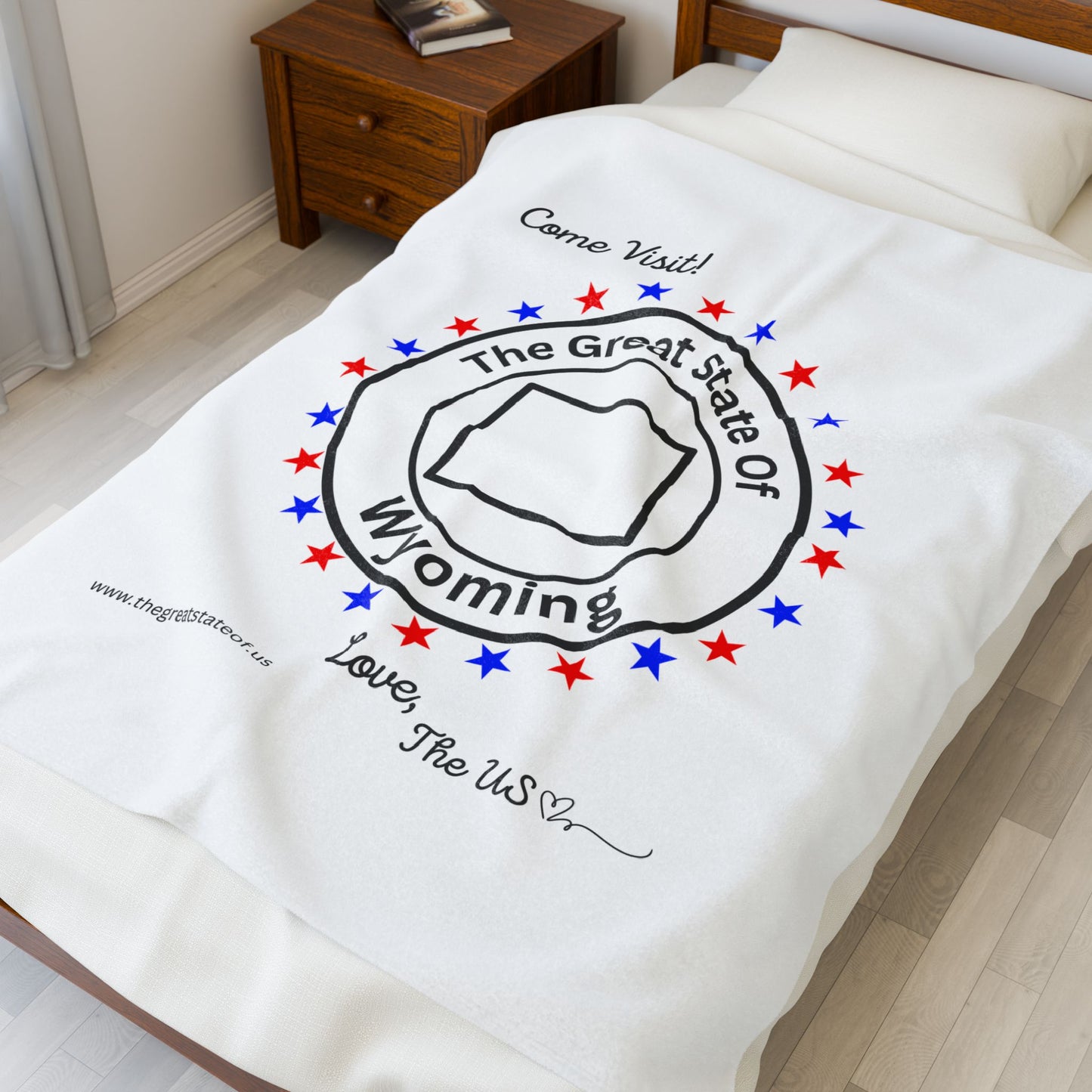 Wyoming - State Love Velveteen Plush Blanket