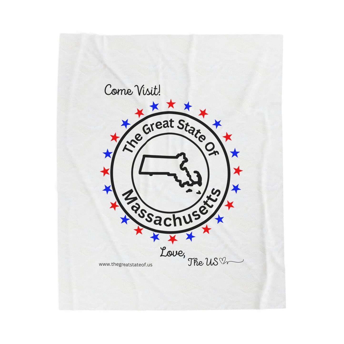 Massachusetts - State Love Velveteen Plush Blanket