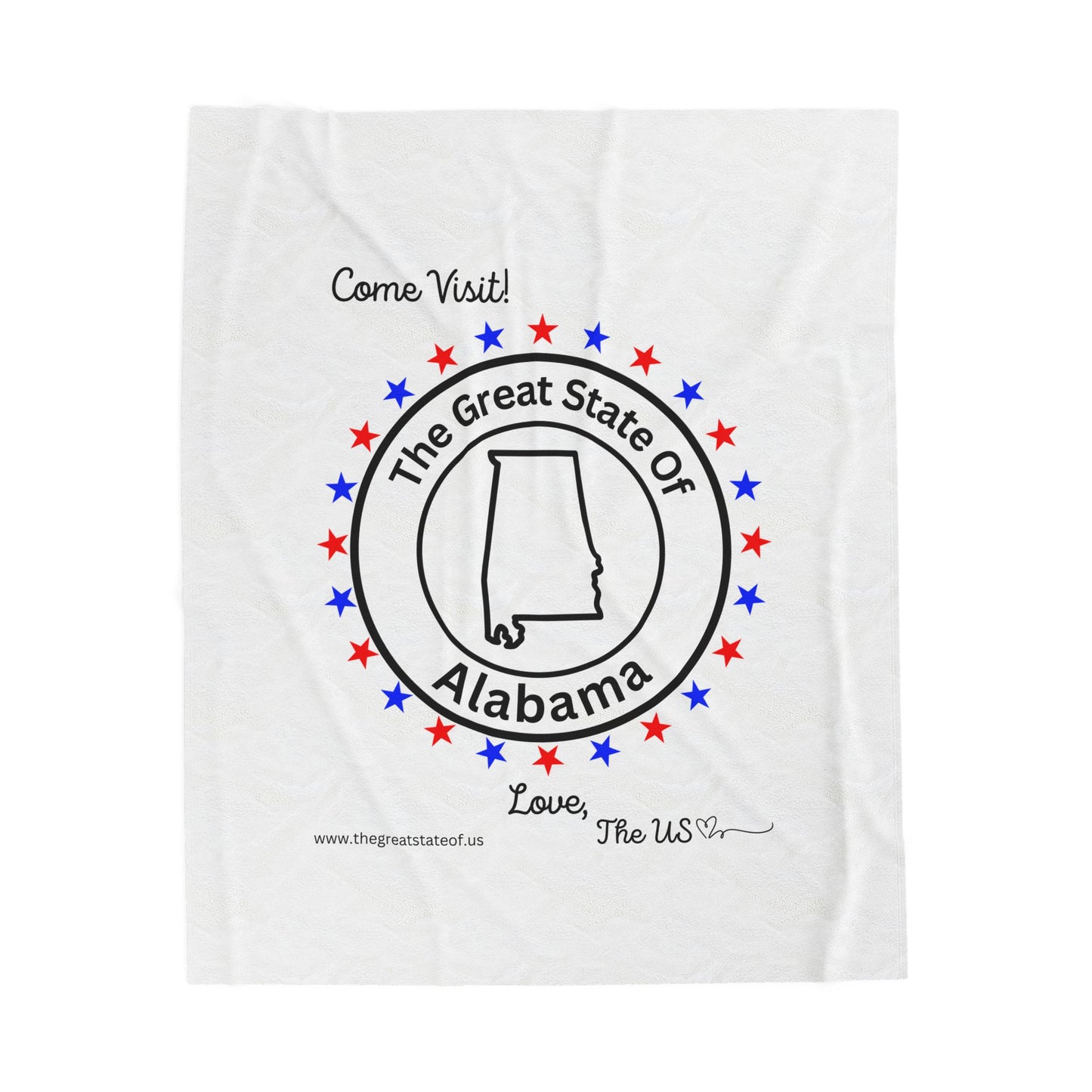Alabama - State Love Velveteen Plush Blanket