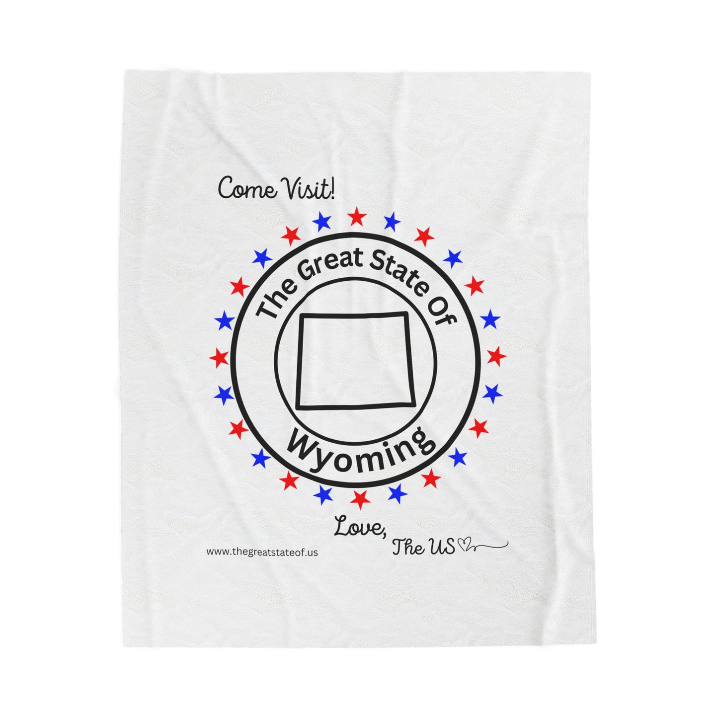 Wyoming - State Love Velveteen Plush Blanket