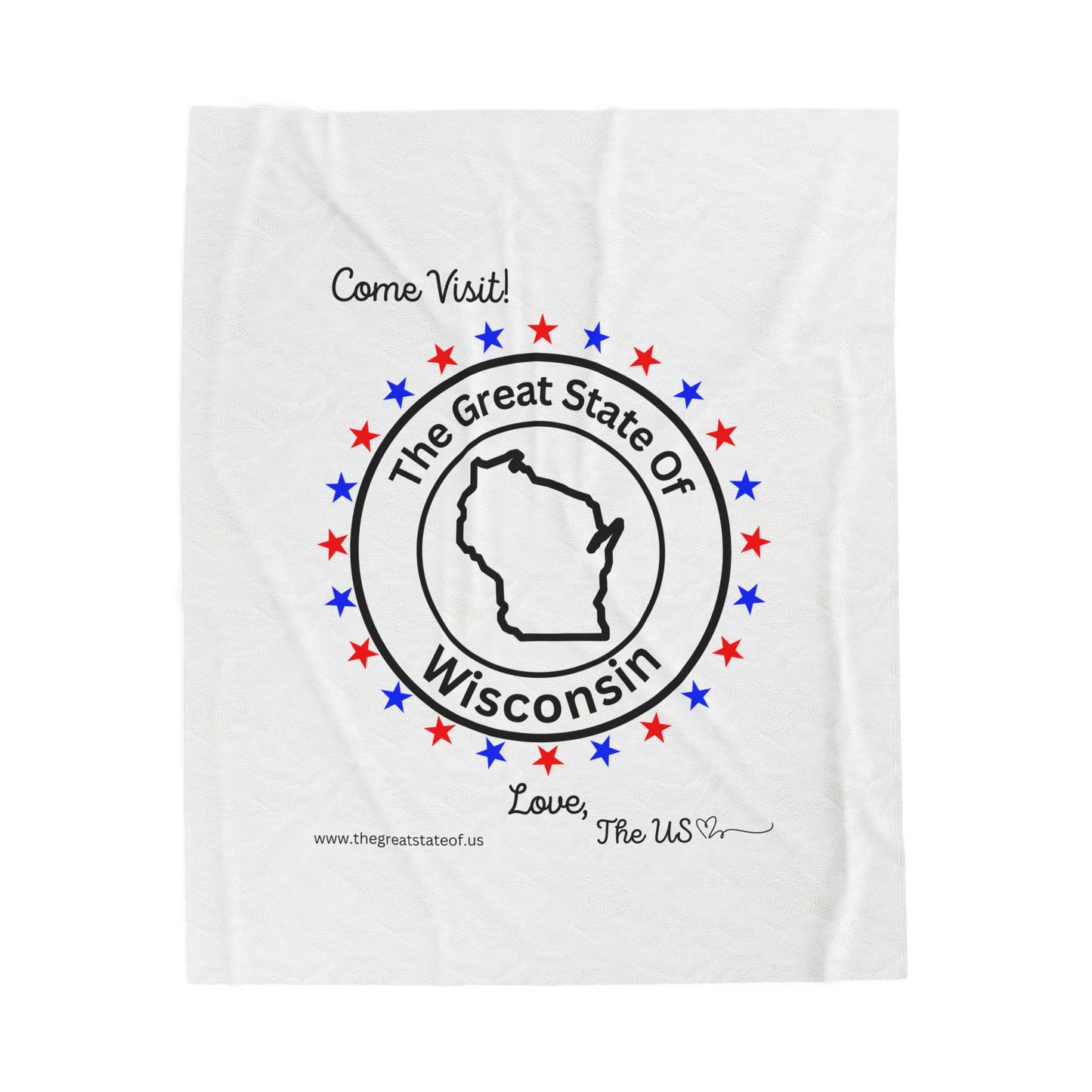 Wisconsin - State Love Velveteen Plush Blanket