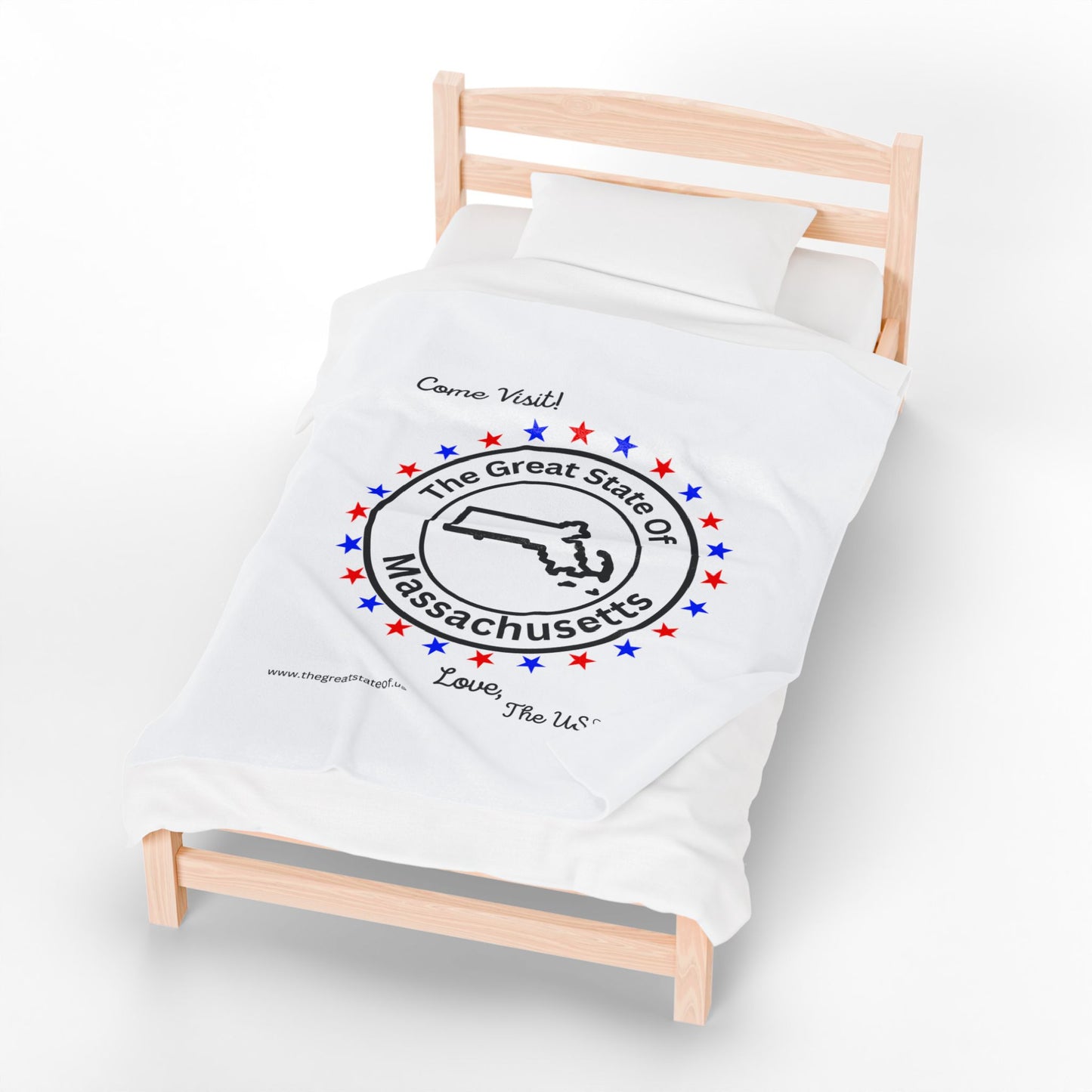 Massachusetts - State Love Velveteen Plush Blanket
