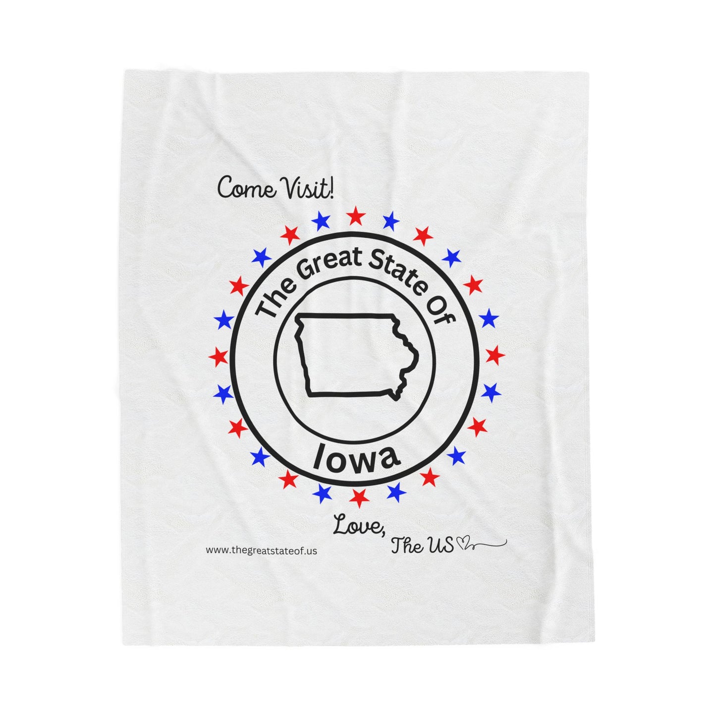 Iowa - State Love Velveteen Plush Blanket