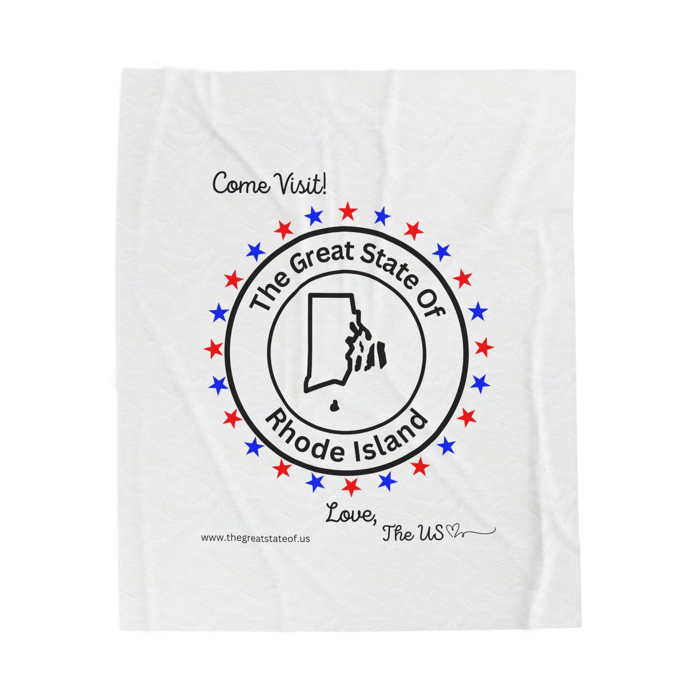 Rhode Island - State Love Velveteen Plush Blanket