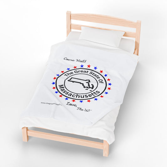 Massachusetts - State Love Velveteen Plush Blanket